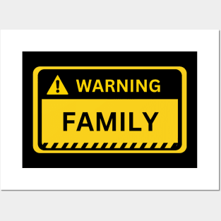 family-yellow warning sign Posters and Art